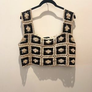 Julia Crochet Flower Box Stich Crop Tank Size Large